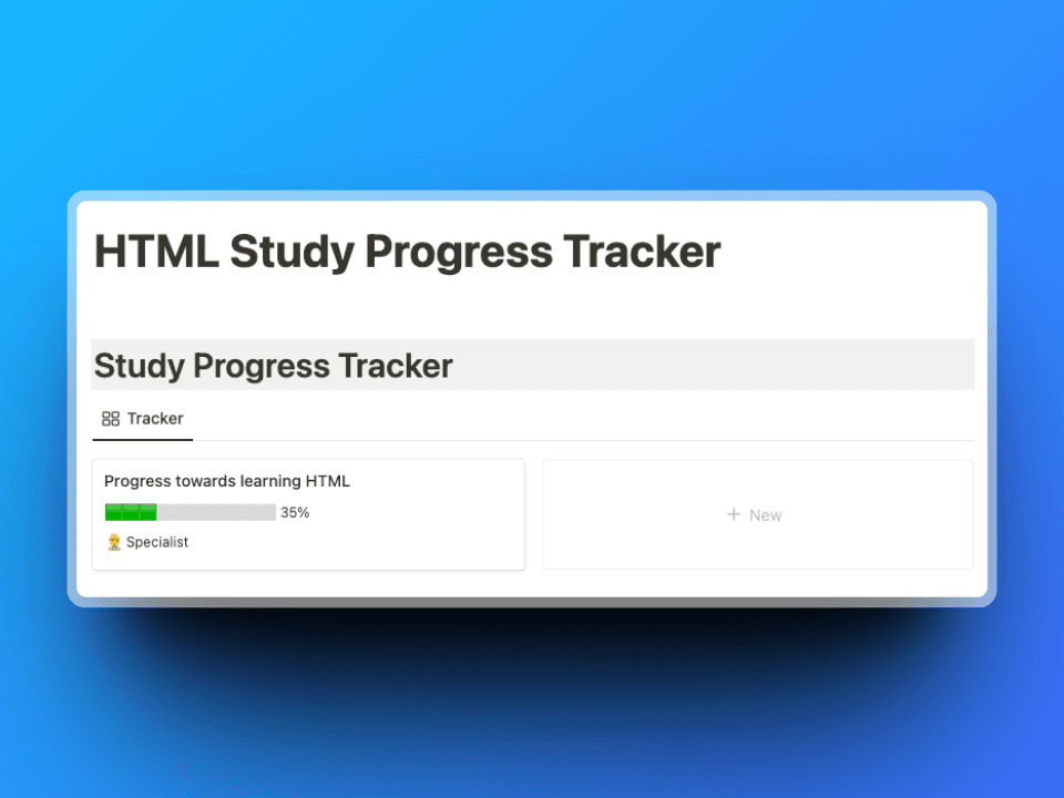HTML Study Tracker Template progress